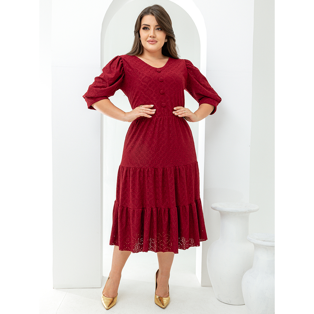 Vestido Midi Manga Plus Size Lese De Malha Evangelico Shopee Brasil