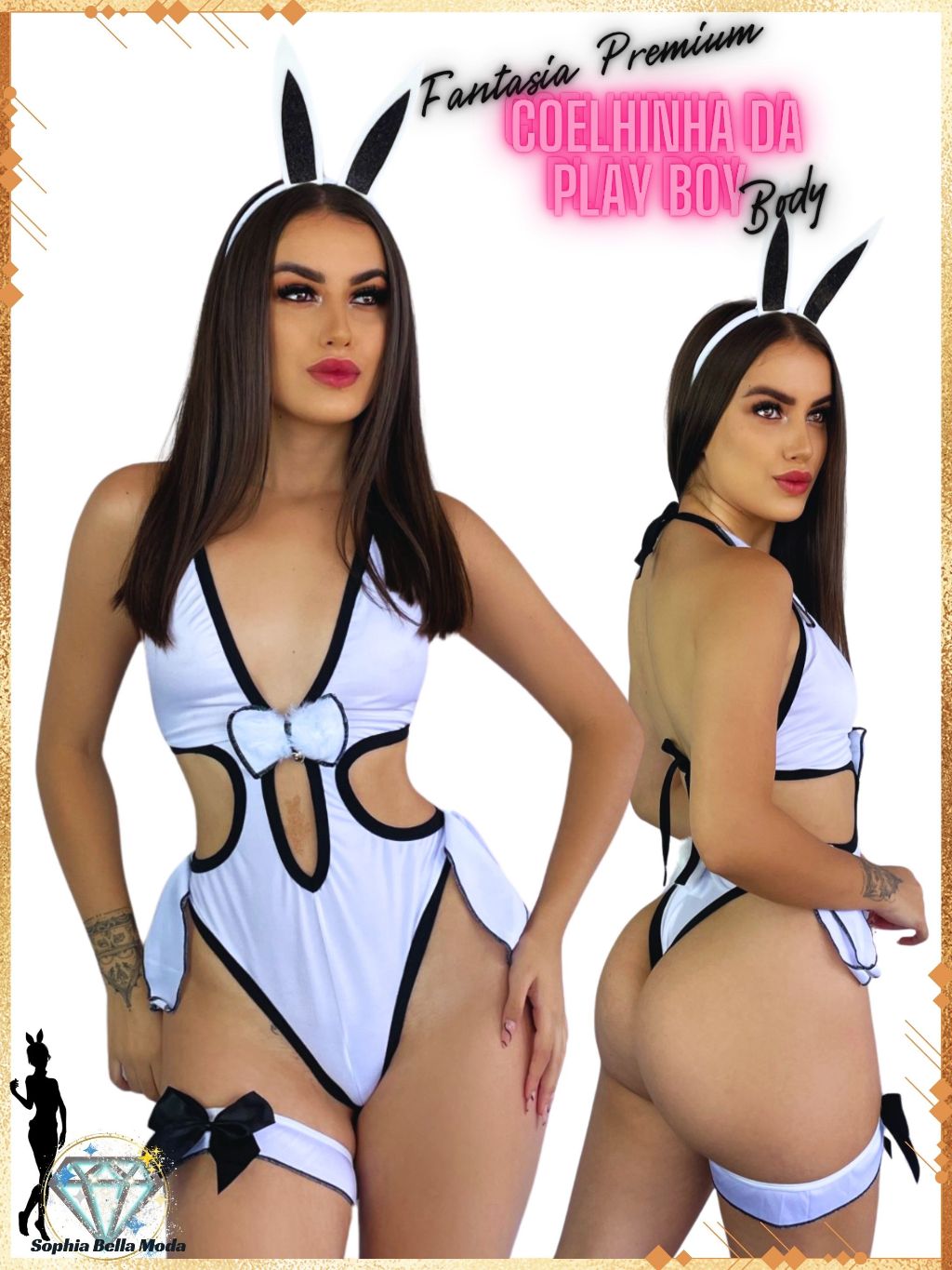 Fantasia Sexy Feminina Body Sensual Coelhinha Da Play Boy Sex Shop