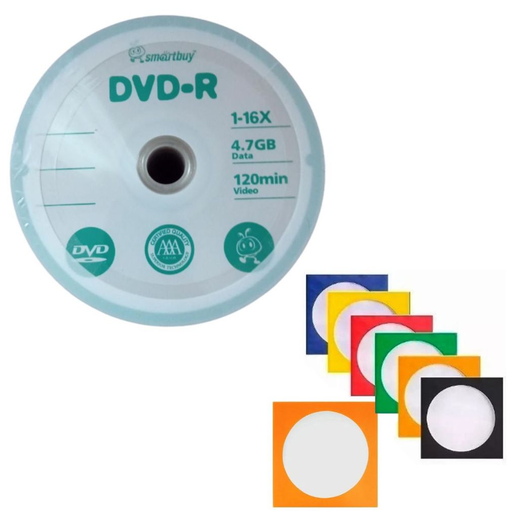 M Dia Virgem Dvd Smartbuy Envelopes Visor Coloridos