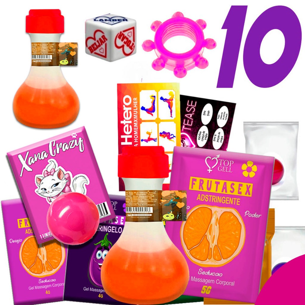 Kit Sex Shop 10 Produtos Eróticos sexual lubrificante intimo