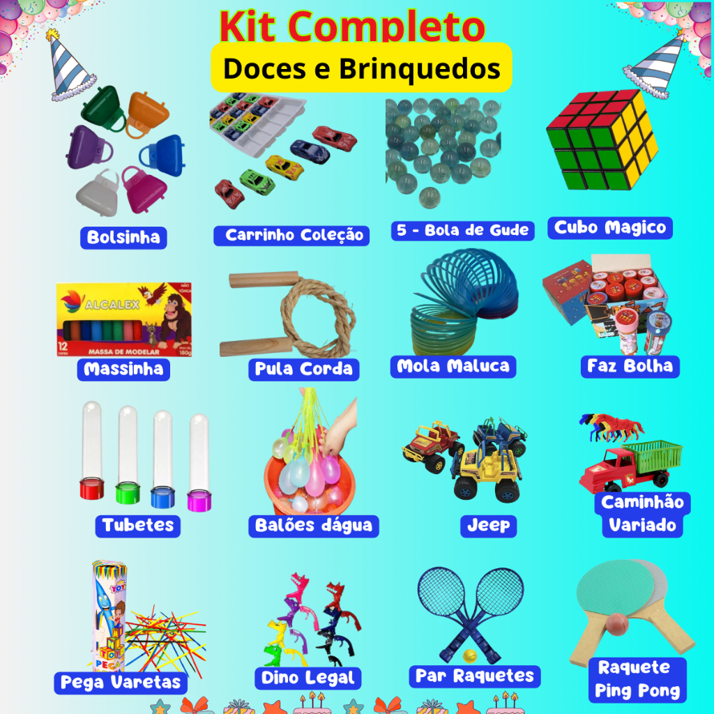 Kit Mini Brinquedos Doces Lembrancinha De Festa Guloseimas De