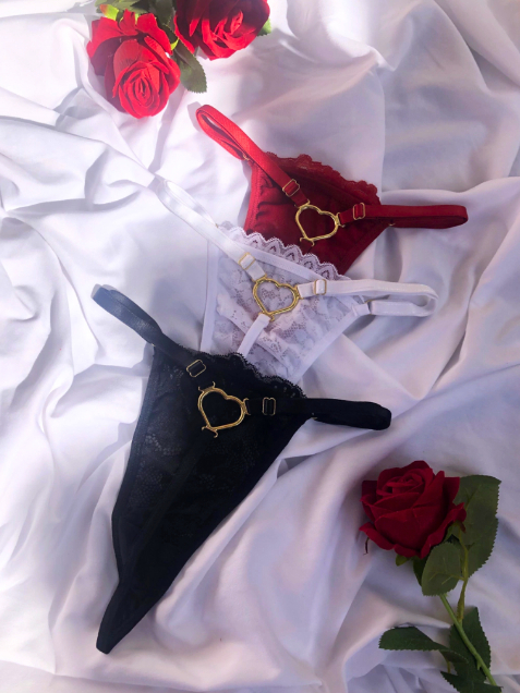 Kit 10 Calcinhas Tanga Fio Dental Sexy Lingerie Coração Regulagem