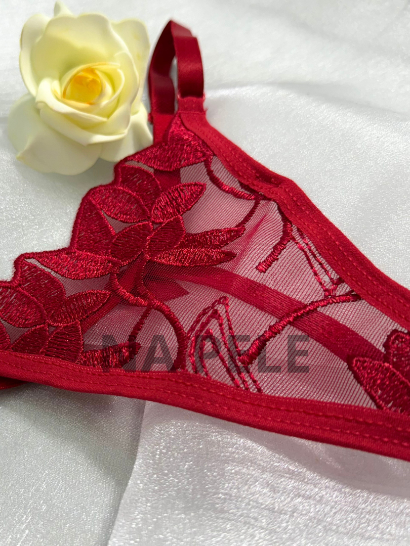 Kit 3 Calcinhas Tanga Fio Dental Sexy Lingerie em De Tule Laço