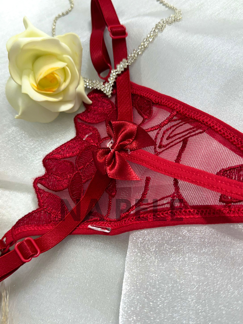 Kit 3 Calcinhas Tanga Fio Dental Sexy Lingerie em De Tule Laço
