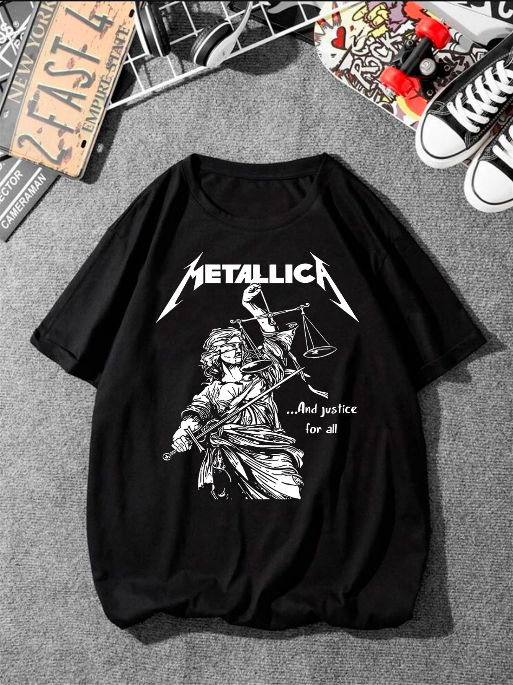 Camiseta Premium Banda De Rock Met Lica And Justice For All Camisa