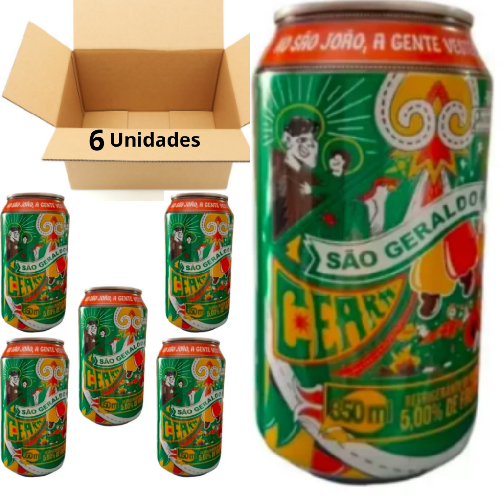 Cajuína São Geraldo 350ml Kit 6 Latas Refrigerante De Caju Temático São