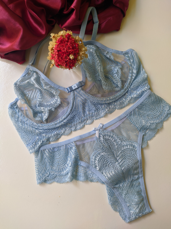Conjunto Lingerie Rendado Tule Sensual Sem Bojo Alta Qualidade Shopee