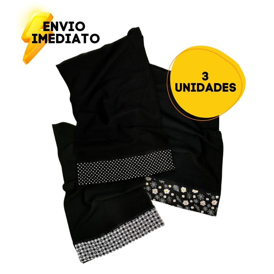 Kit 3 Panos De Prato Premium Barrado Preto Variados Shopee Brasil