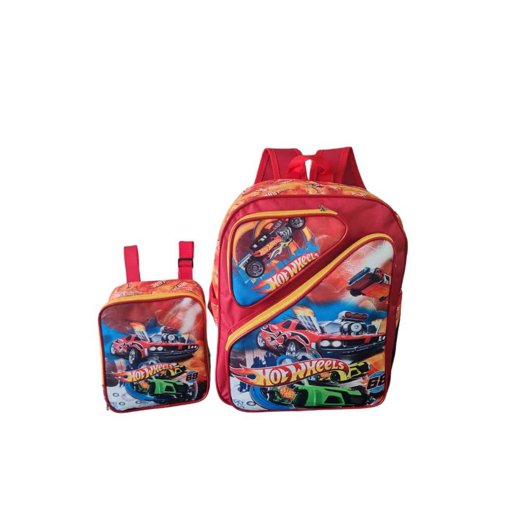 Mochila Infantil Hot Wheels Carros Costas Tam G Lancheira Meninos
