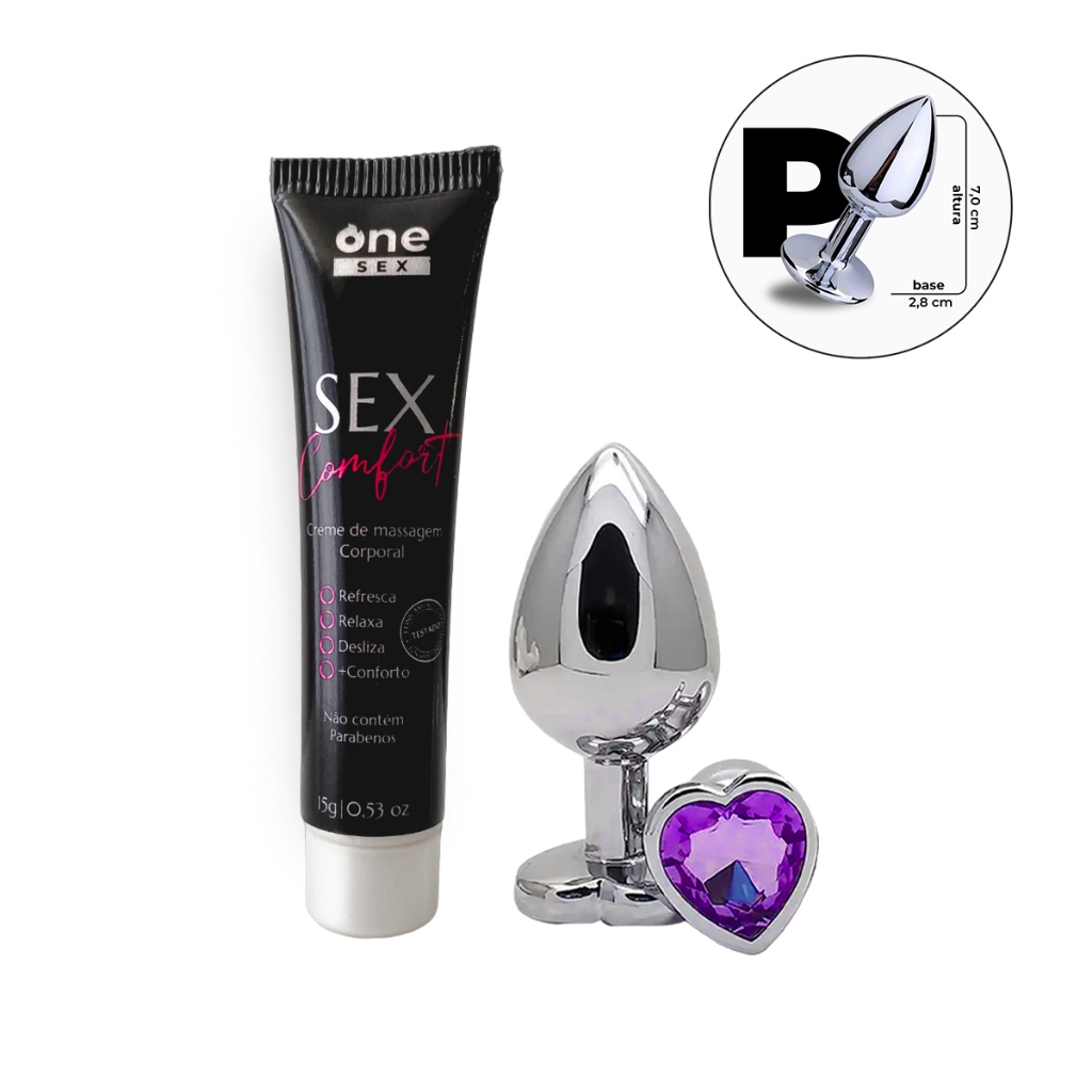 Kit Iniciante Plug Anal Pequeno Tamanho P Formato Coração Gel Lubrificante Anal Sex Comfort