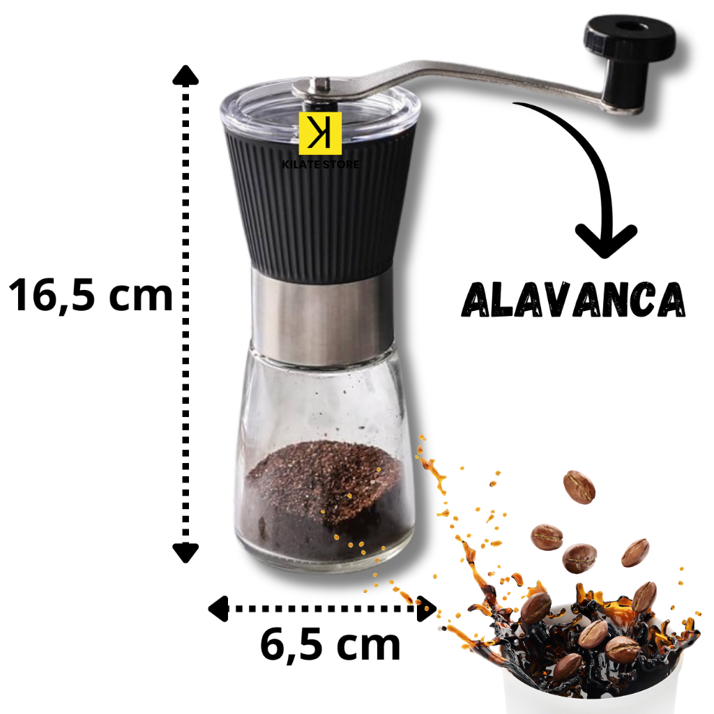 Kit Cafeteira Prensa Francesa Moedor Manual Ajuste Moagem Cremeira