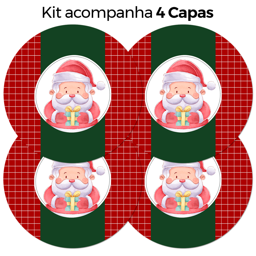 Kit De Capas Para Sousplat Natalino 4 Unidades Papai Noel 35X35 Cm