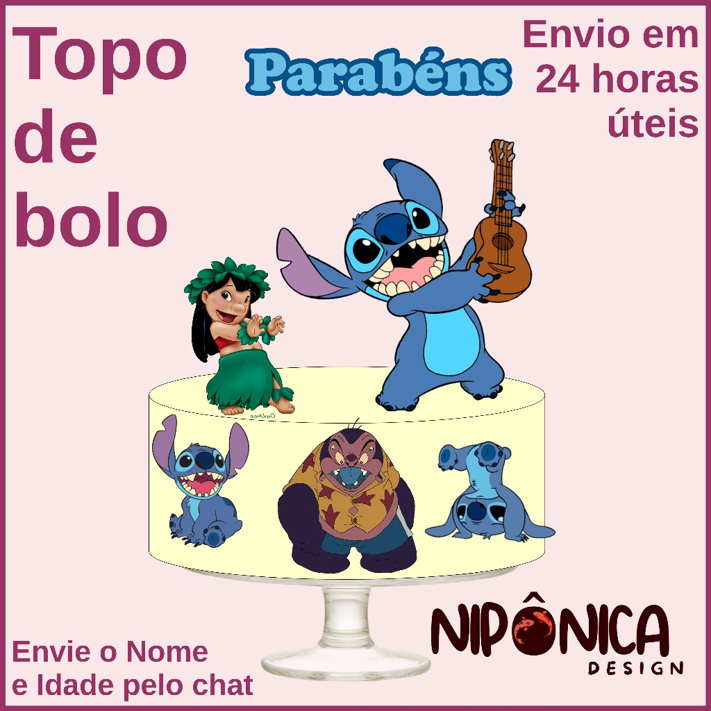 Topo de bolo Topper Lilo Stich Lillo Decoração de bolo