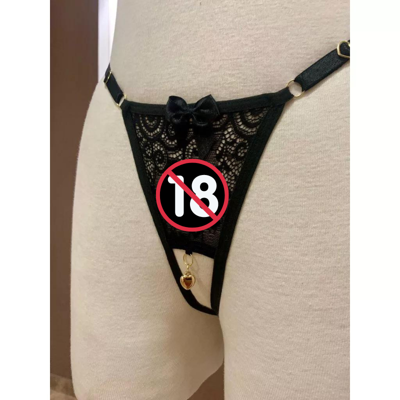 Calcinha Feminina Sexy Lingerie Fio Dental Renda Sensual Pingente
