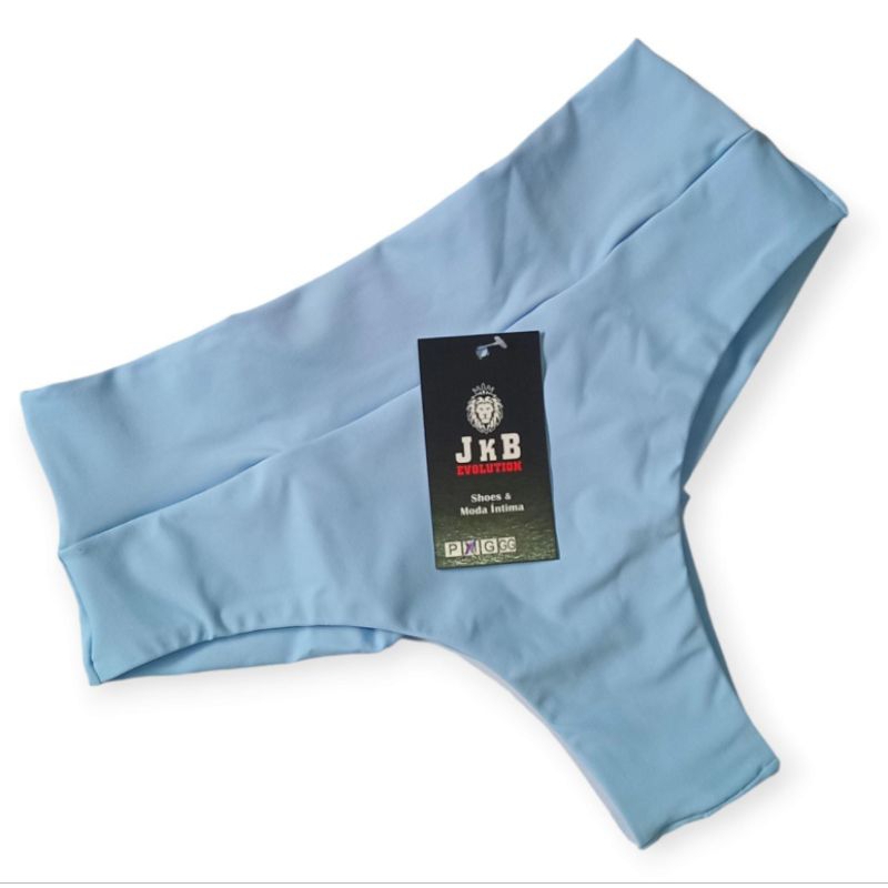 Calcinha de Biquíni Hot Paint Fio Duplo Cós Alto Azul Candy Shopee