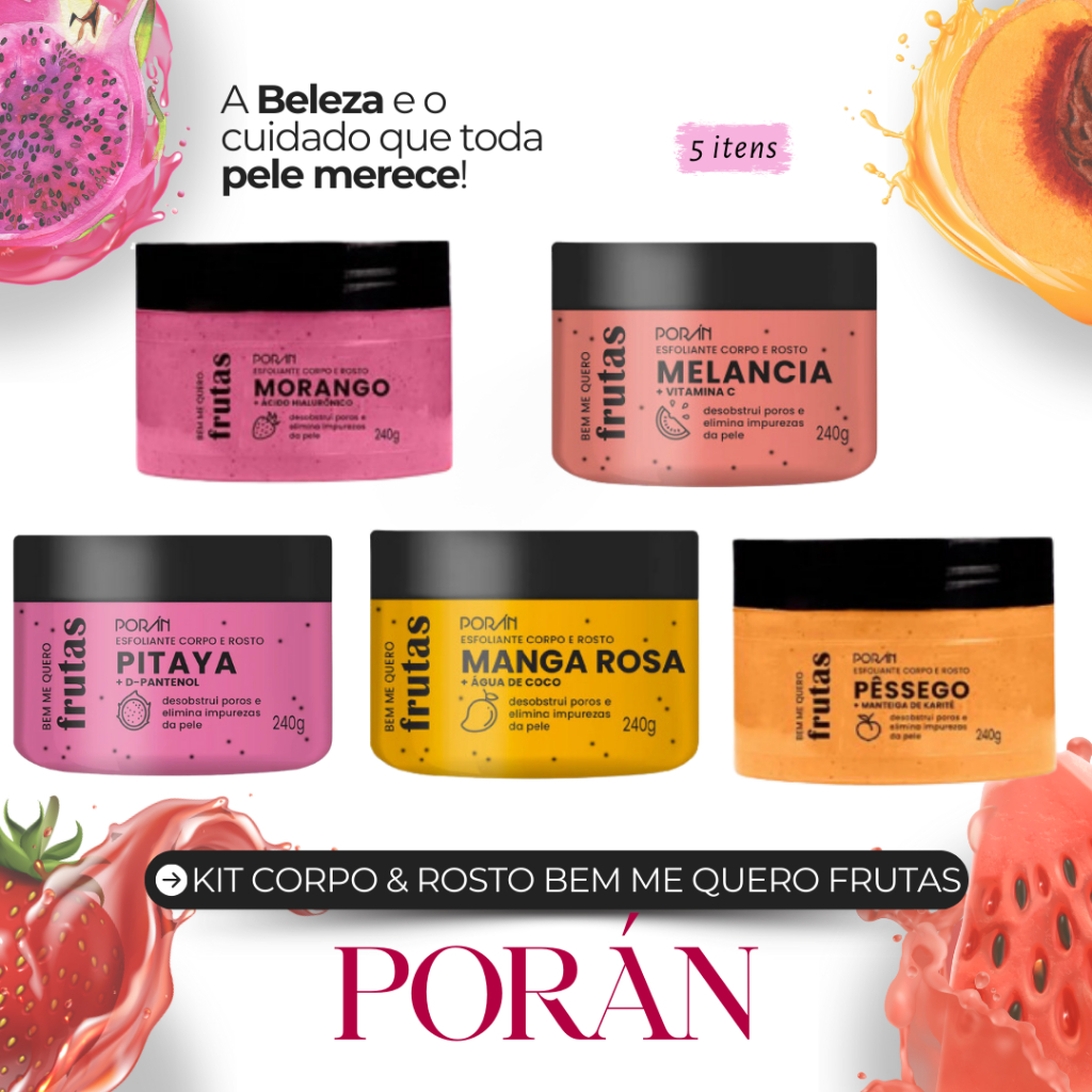 Kit Esfoliante Bem Me Quero Frutas Cuidados Facial E Corporal Hidrata