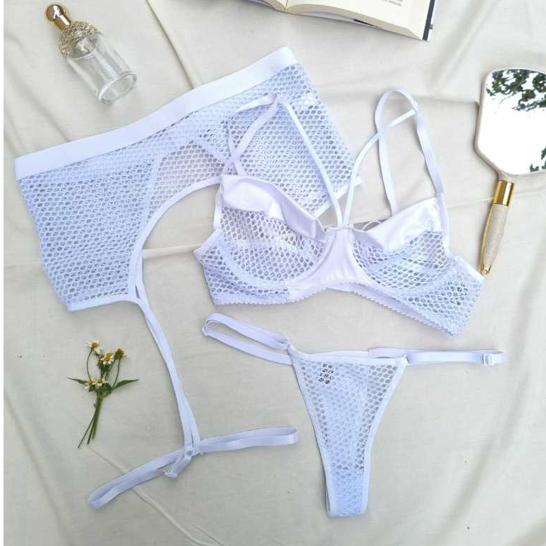 Conjunto Cinta Liga Lingerie Sensual Arrast O Cirr Linha Noite