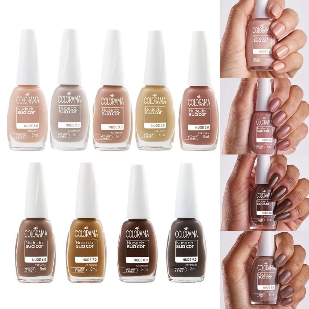 Kit 9 Esmalte Colorama Nude da Sua Cor Hipoalergênico 8ml Shopee Brasil