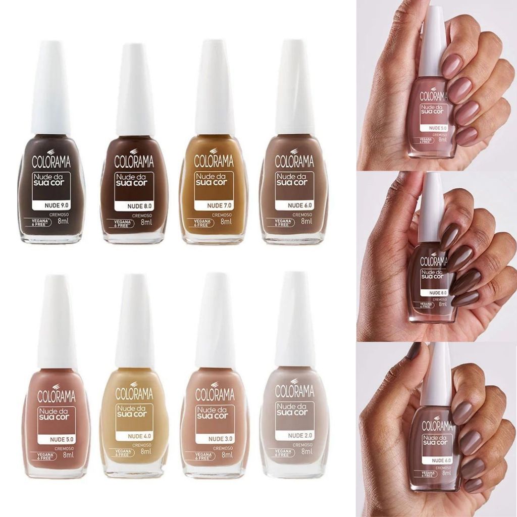 Kit 8 Esmalte Colorama Nude da Sua Cor Hipoalergênico 8ml Shopee Brasil
