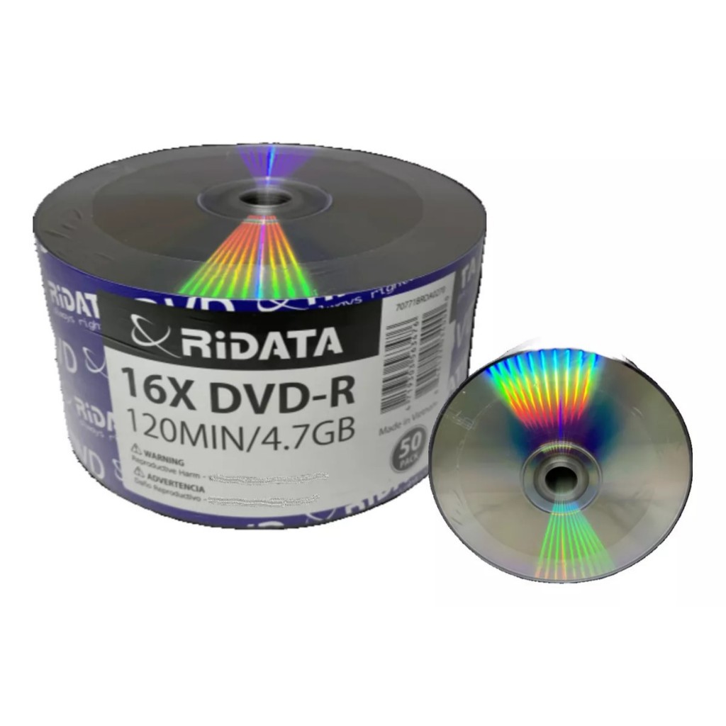 Dvd r Virgem Gravável 16x 4 7gb 120 Min C 100 Unid Ridata Shopee Brasil