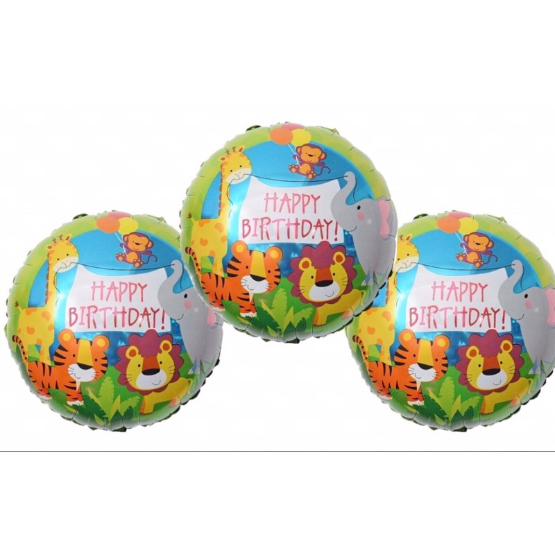 10 Balão Metalizado Safari Happy Birthday Animais Fazendinha Shopee