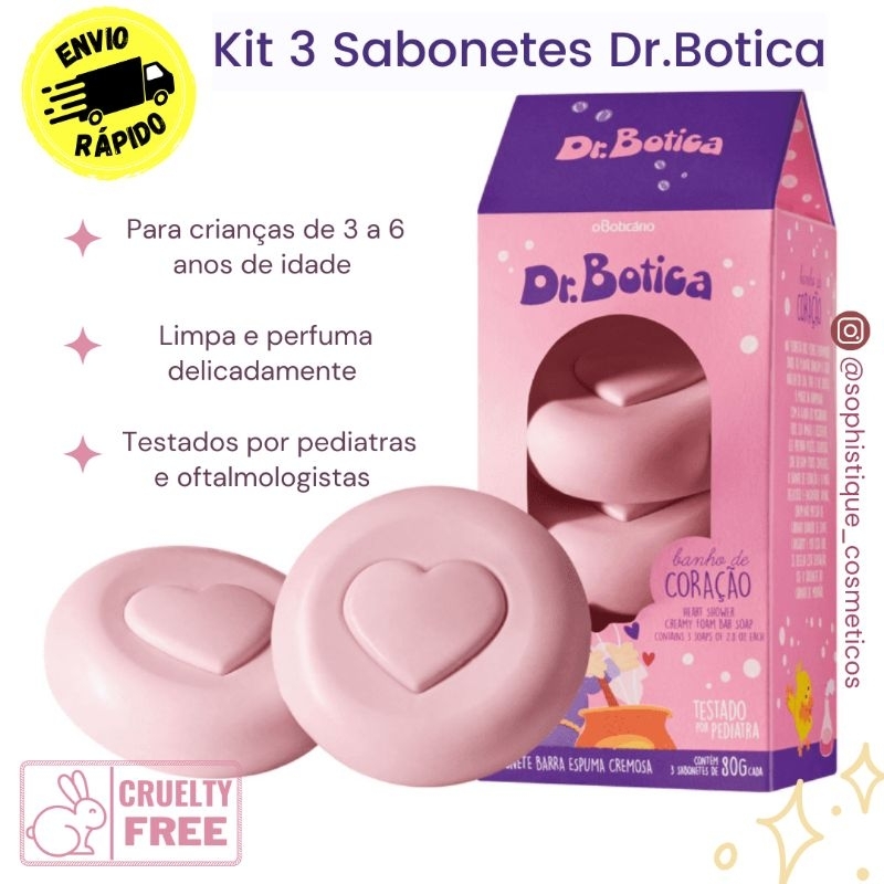 Kit Sabonete Infantil Botic Rio Trio Dr Botica Banho Do Cora O G