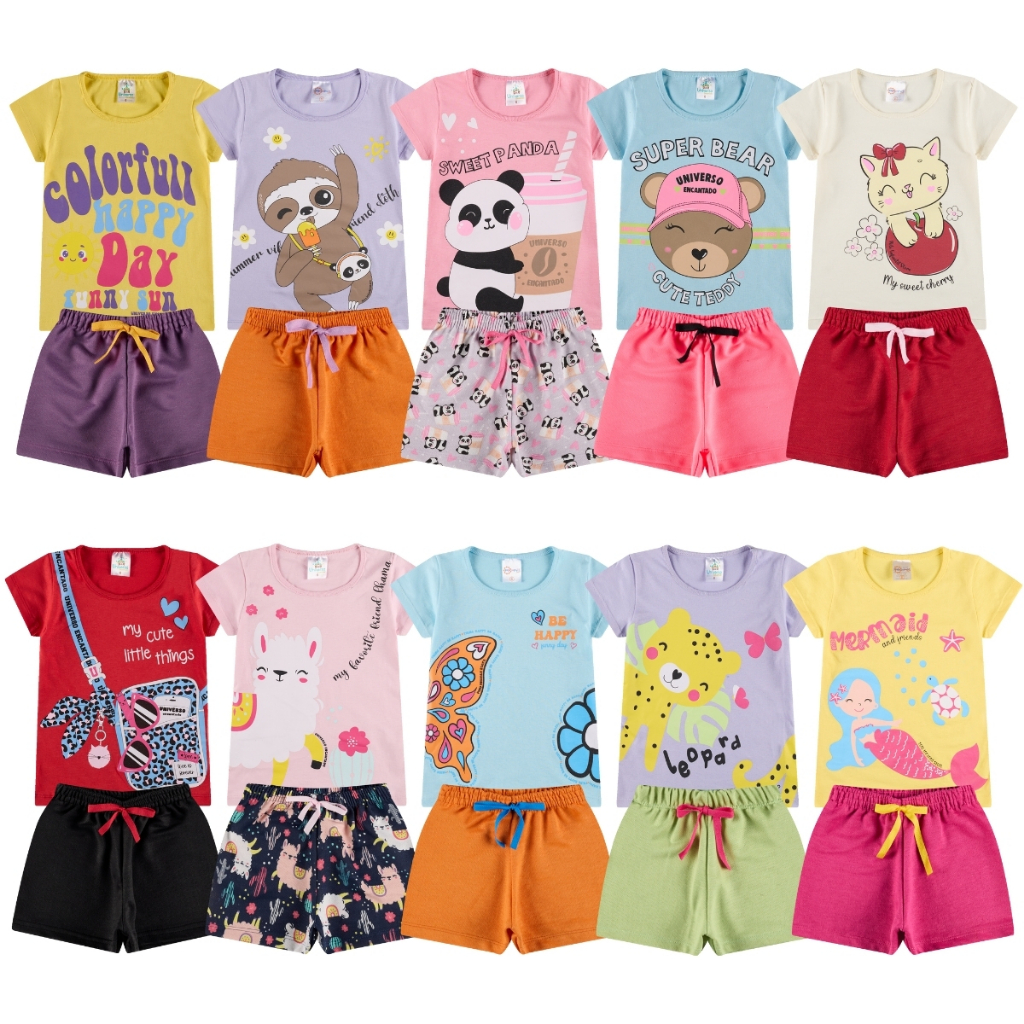 Kit Sortido Pe As De Roupas Infantil Menina Camisetas