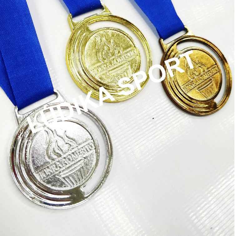 Medalha Metal C Cm G Mm Ouro Prata Bronze Fita Azul Honra