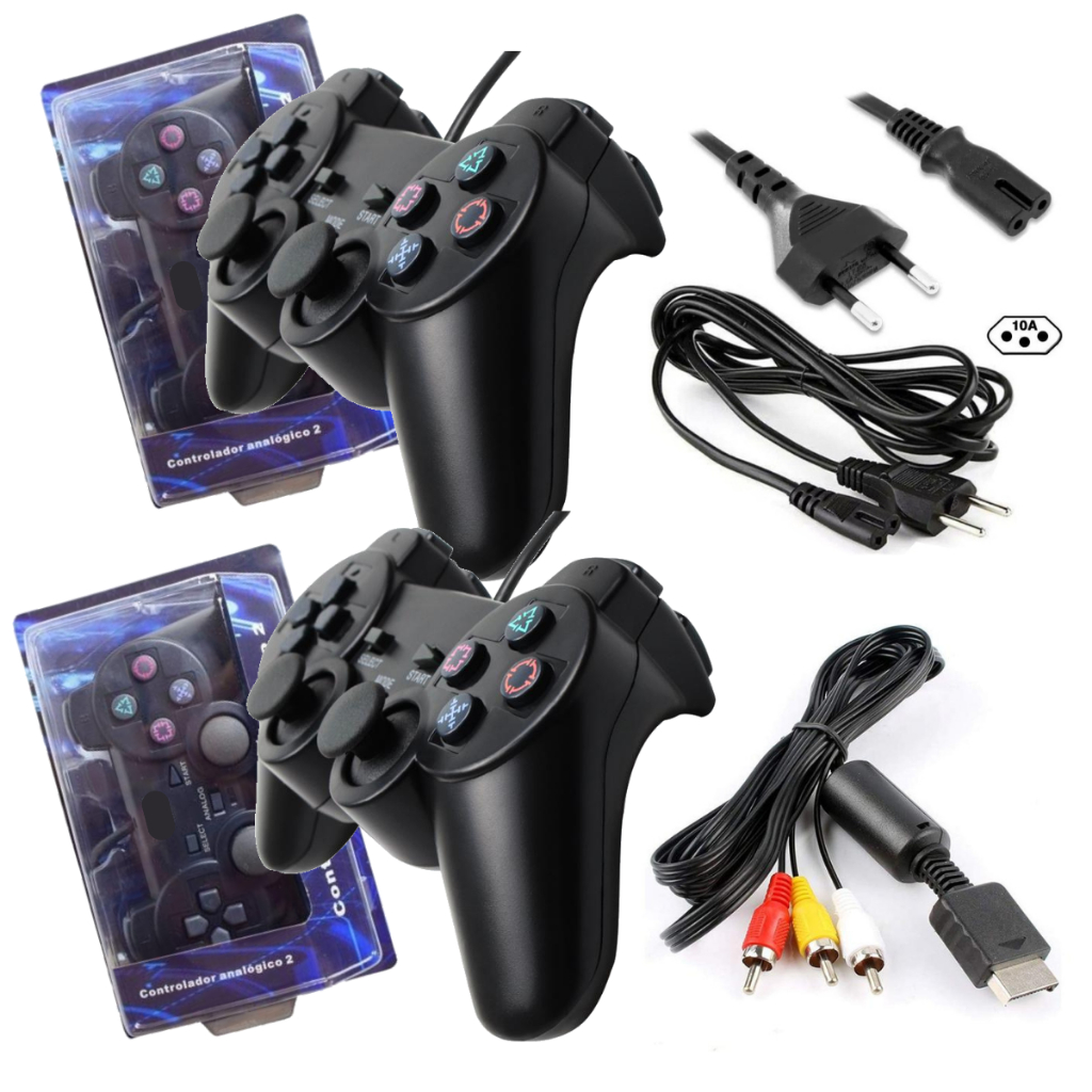 Kit Ps Controles Joystick Cabos Av Rca Cabo For A Kit Acess Rios