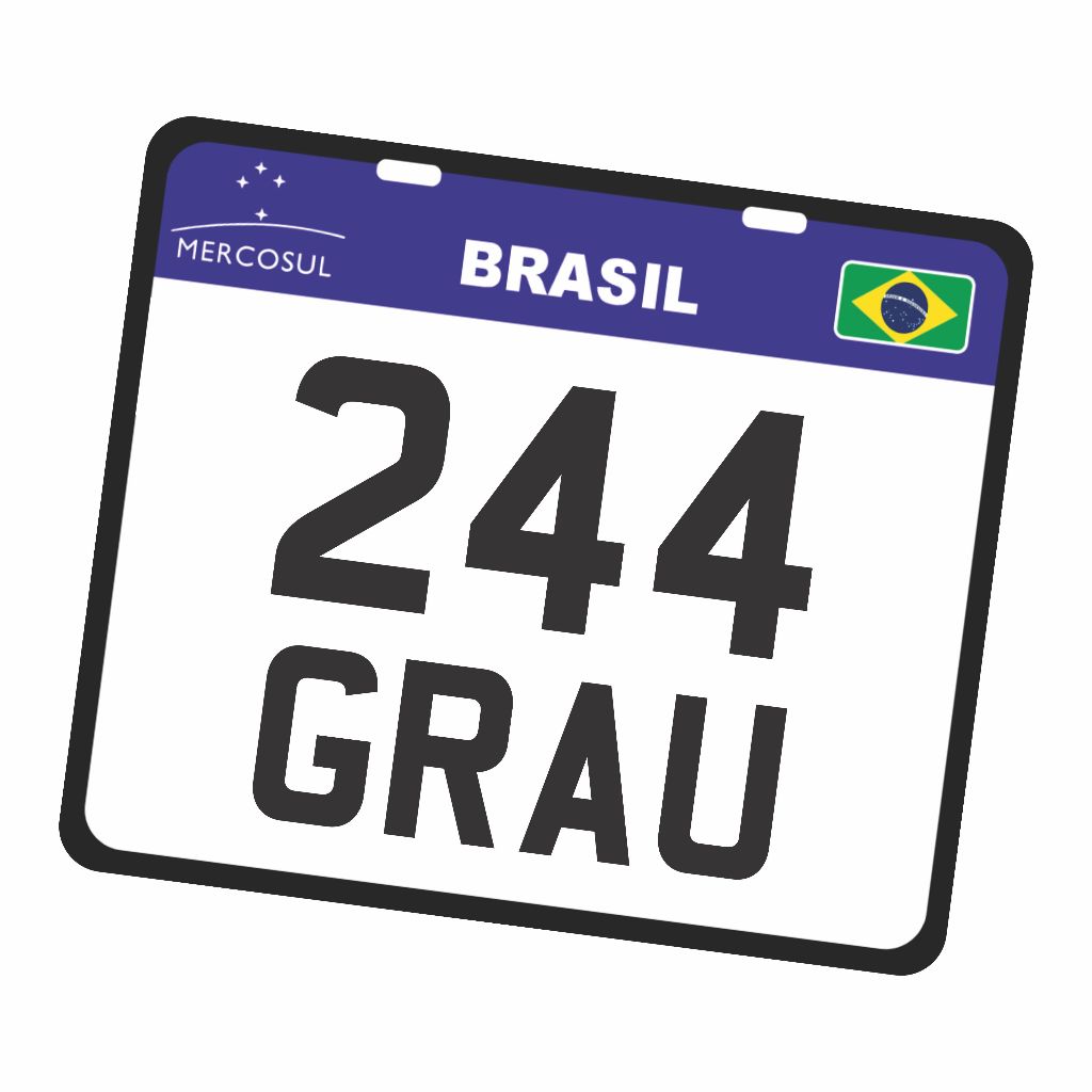 Placa GRAU 244 Decorativa para Moto Bike 244 Grau Oficial Fácil