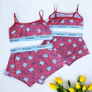Kit Conjunto Infantil Calcinha Boxer e Top Lingerie Moda Íntima