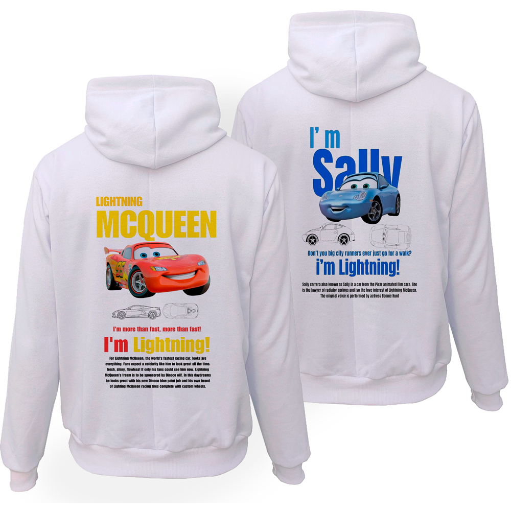 Kit 2 Moletom Casal Relâmpago McQueen e Sally Blusa de Frio Combinando