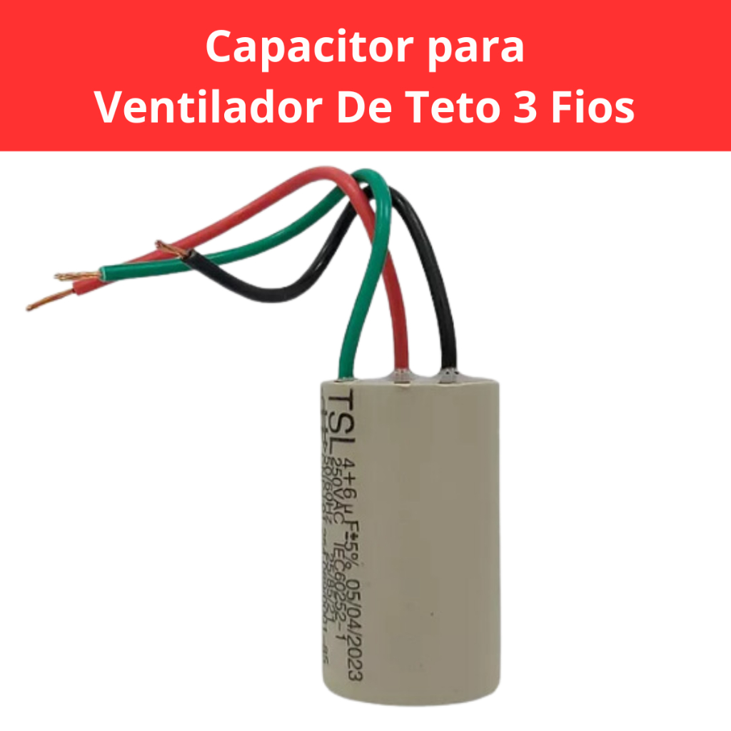 Capacitor Para Ventilador De Teto 3 Fios 9uf 4 6uf 110v Shopee Brasil