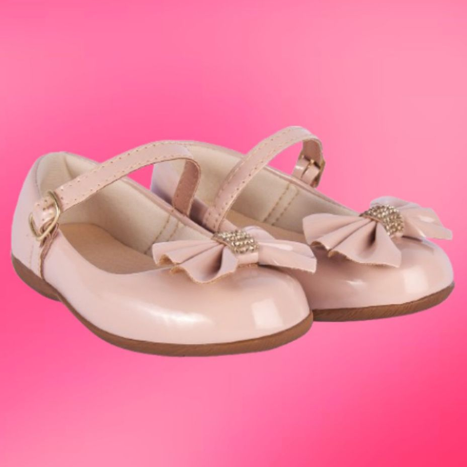 Sapatilha Nude Infantil Menina Sapato Boneca Conforto Criança Laço Dama