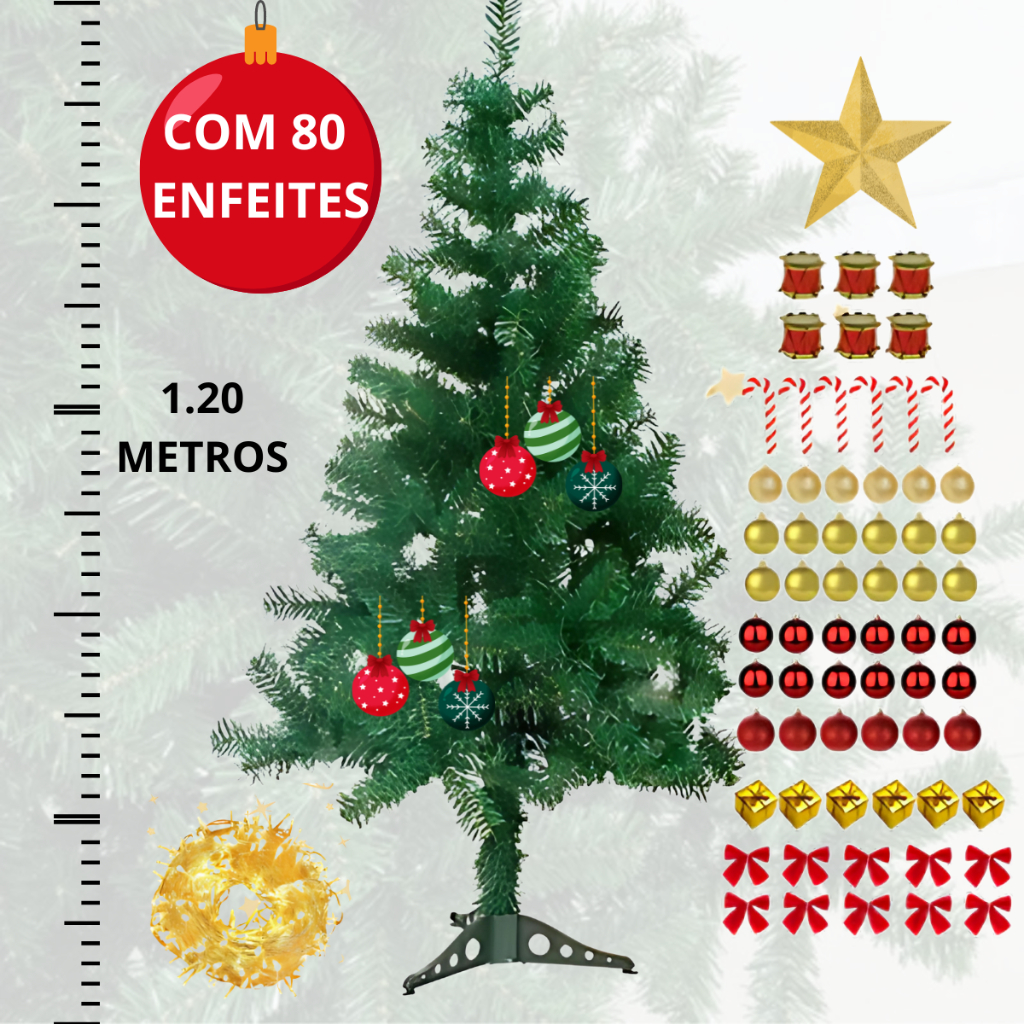 Kit Rvore De Natal Cm Pinheiro Decorada Completa Galhos