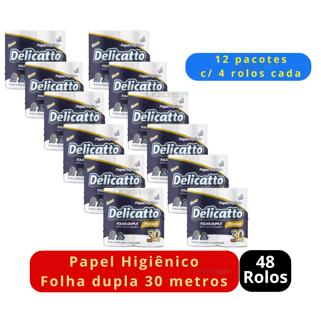 Papel Higienico Delicatto Folha Dupla Kit 12 Pacotes Cada Pacote