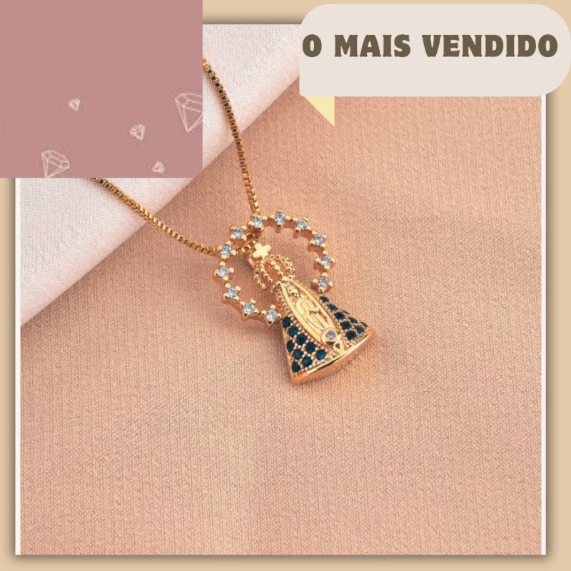 Colar De Nossa Senhora Aparecida Banhado Em Ouro 18k Shopee Brasil