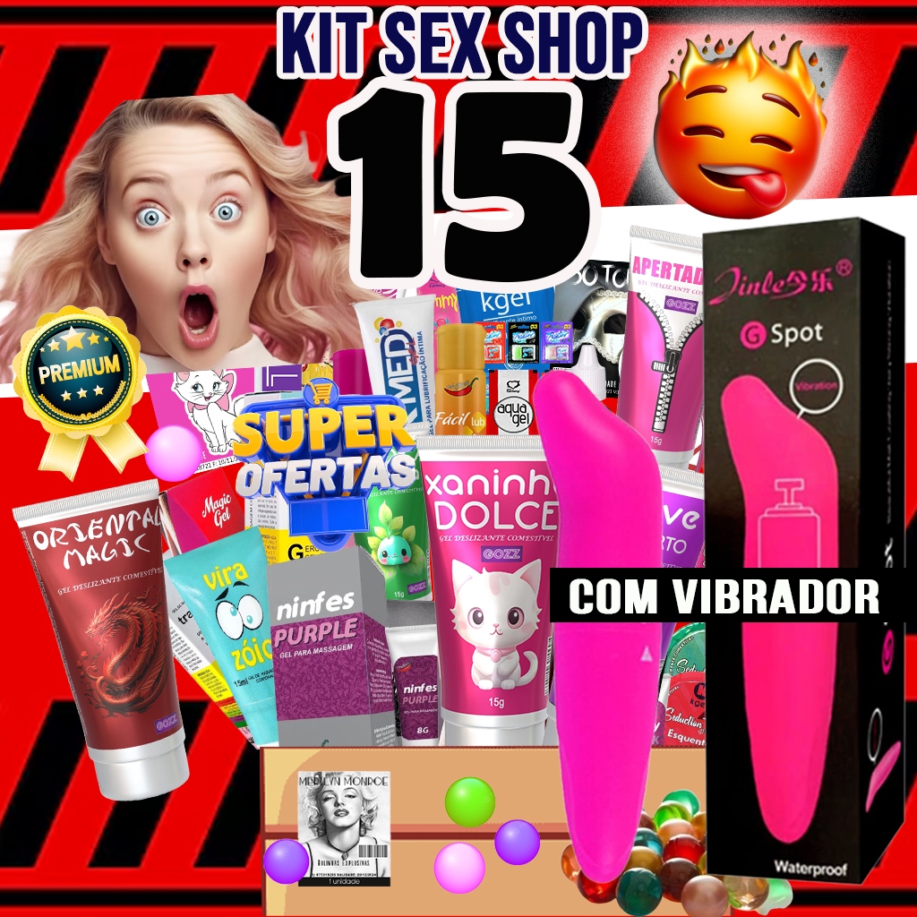 Kit Sex Shop 15 Produtos Eróticos Sexy Vibrador Golfinho lubrificante