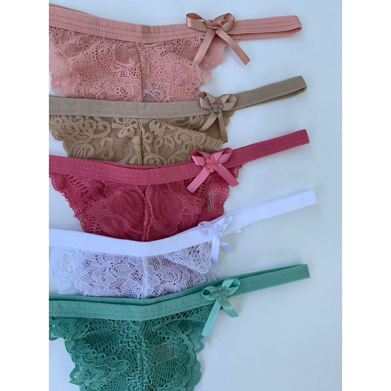 Kit 10 Calcinhas Em Renda Tiras Conforto Fio Dental Lingerie