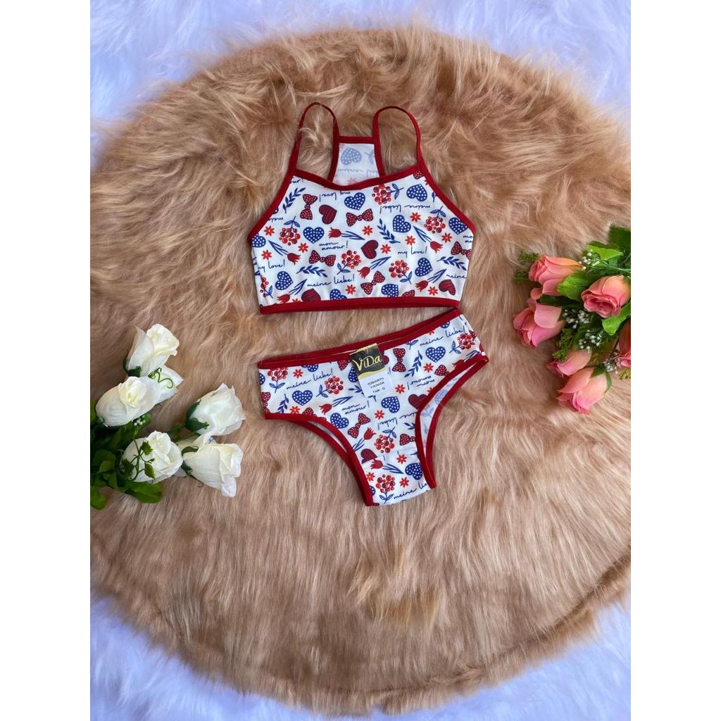 Vida Store Lingerie Kit Conjuntos Calcinha E Suti Topper Top