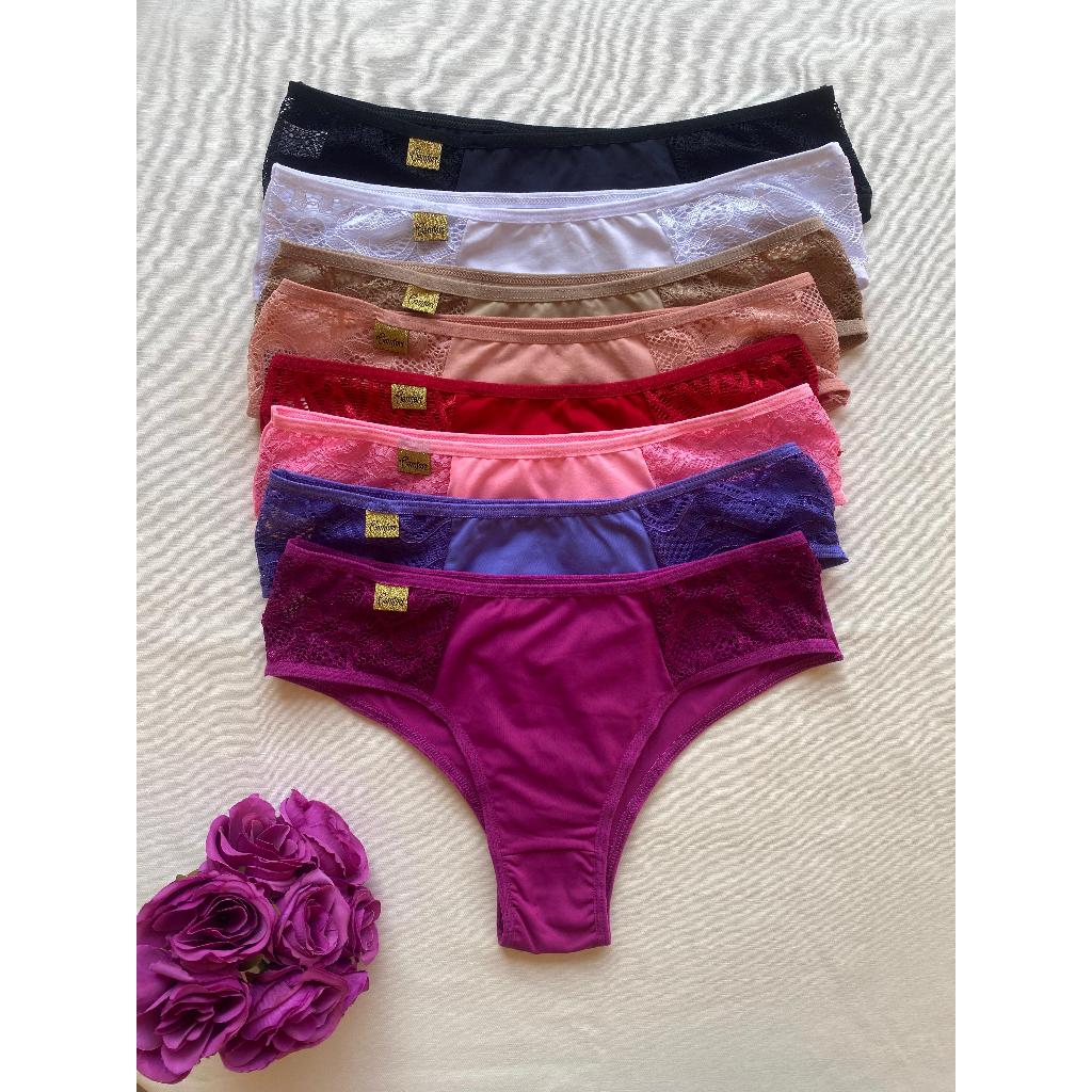 Kit C Calcinha Renda Lateral Sexy Tanga Conforto Feminina Lingerie