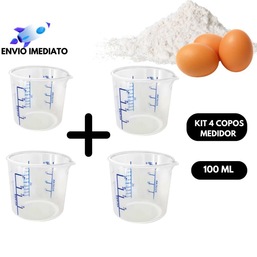 Kit Copos De Medida Dosador Graduado Culin Rio De Pl Stico Bico