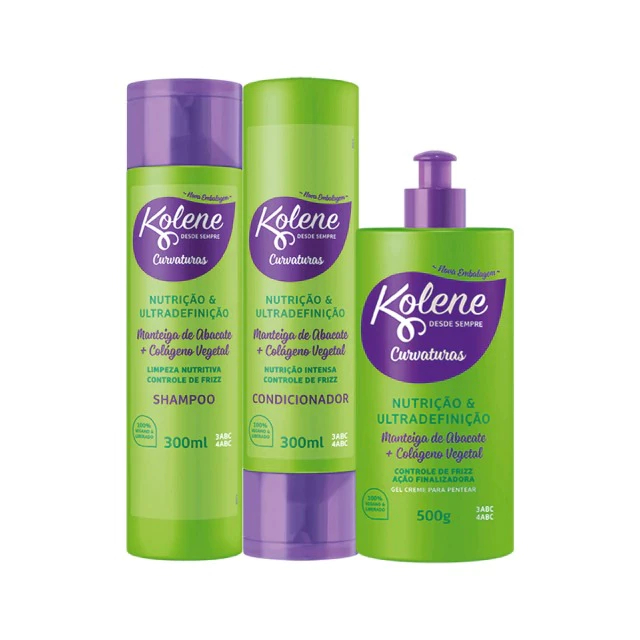 Kit Kolene Curvaturas Shampoo Condicionador Gel Creme Para Pentear