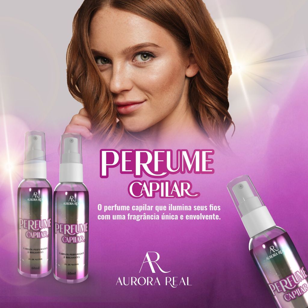 Perfume Capilar 60 ml sem álcool a base de óleo perfumado Brilho e