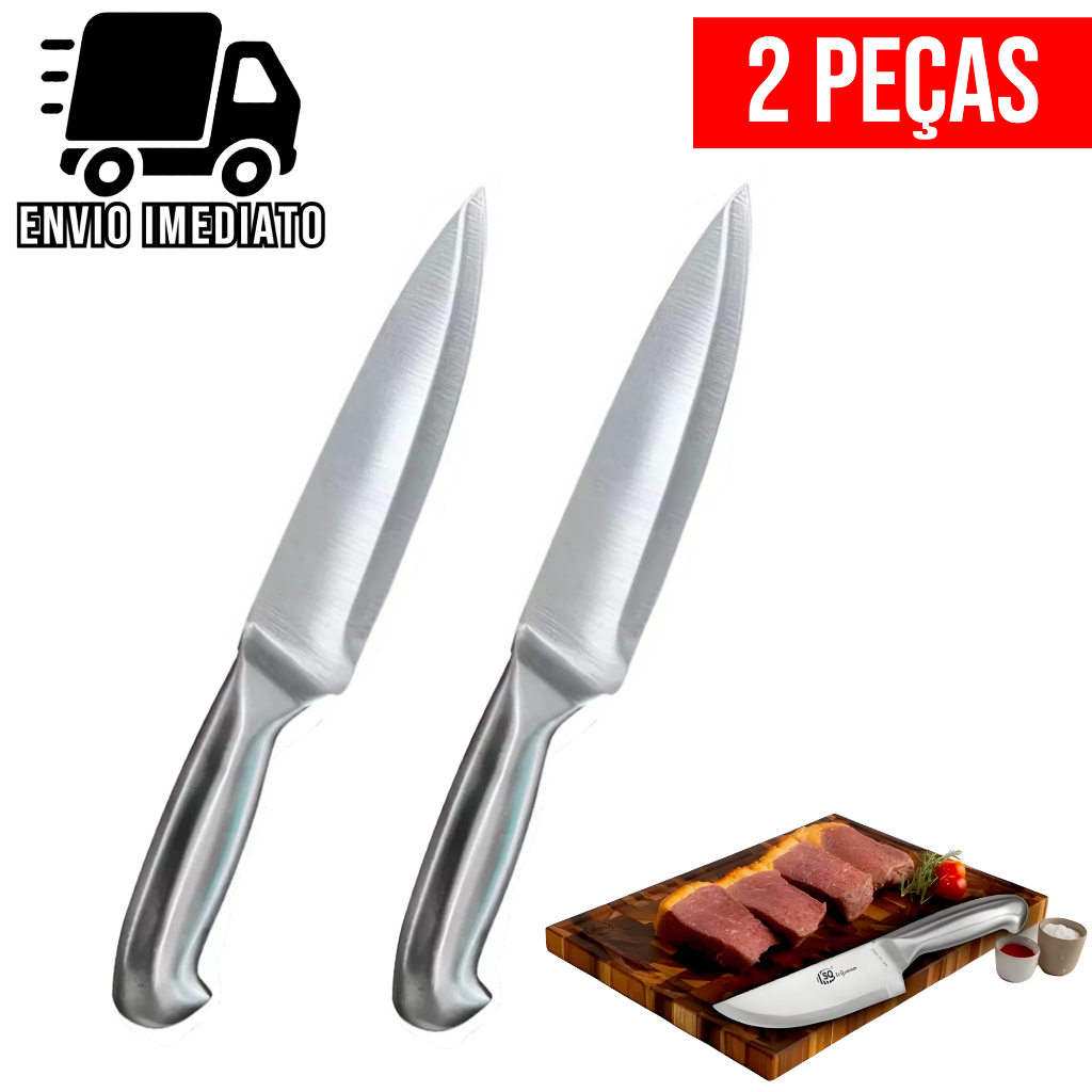 Kit Faca Inox Peixeira Profissional Polegadas L Mina Corte De