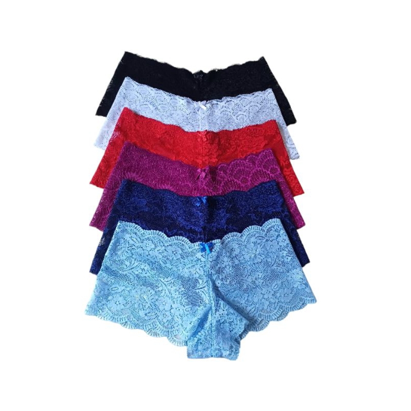 Kit 5 Calcinhas de Renda Caleçon Shortinho Lingerie Shopee Brasil