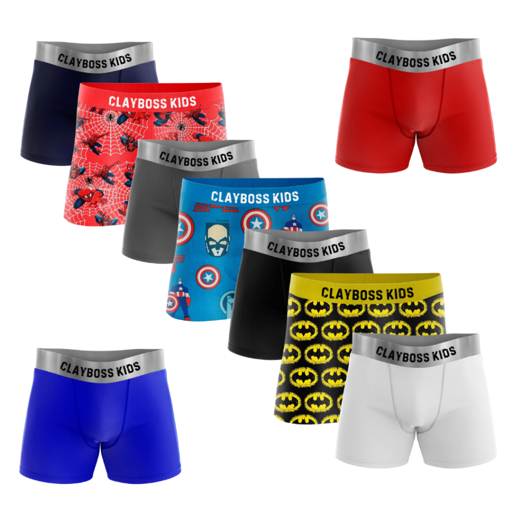 Kit Cuecas Boxer Masculina Infantil Multicoloridas De Microfibra