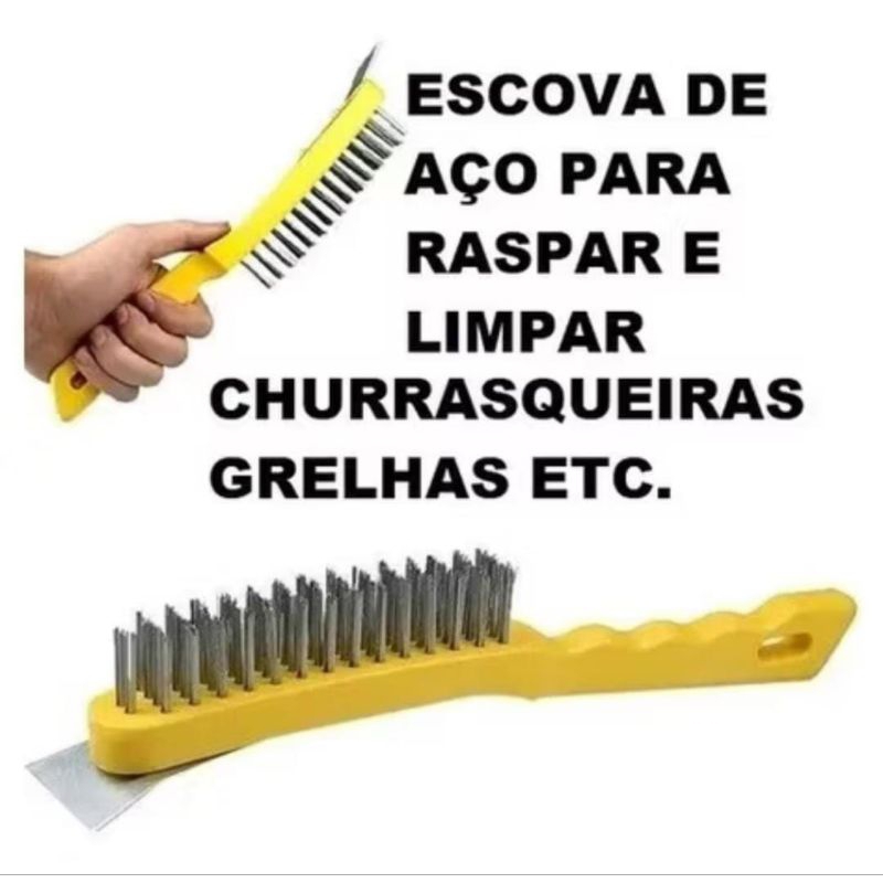 Escova De A O Raspador Para Limpeza Grelha Churrasqueira Shopee