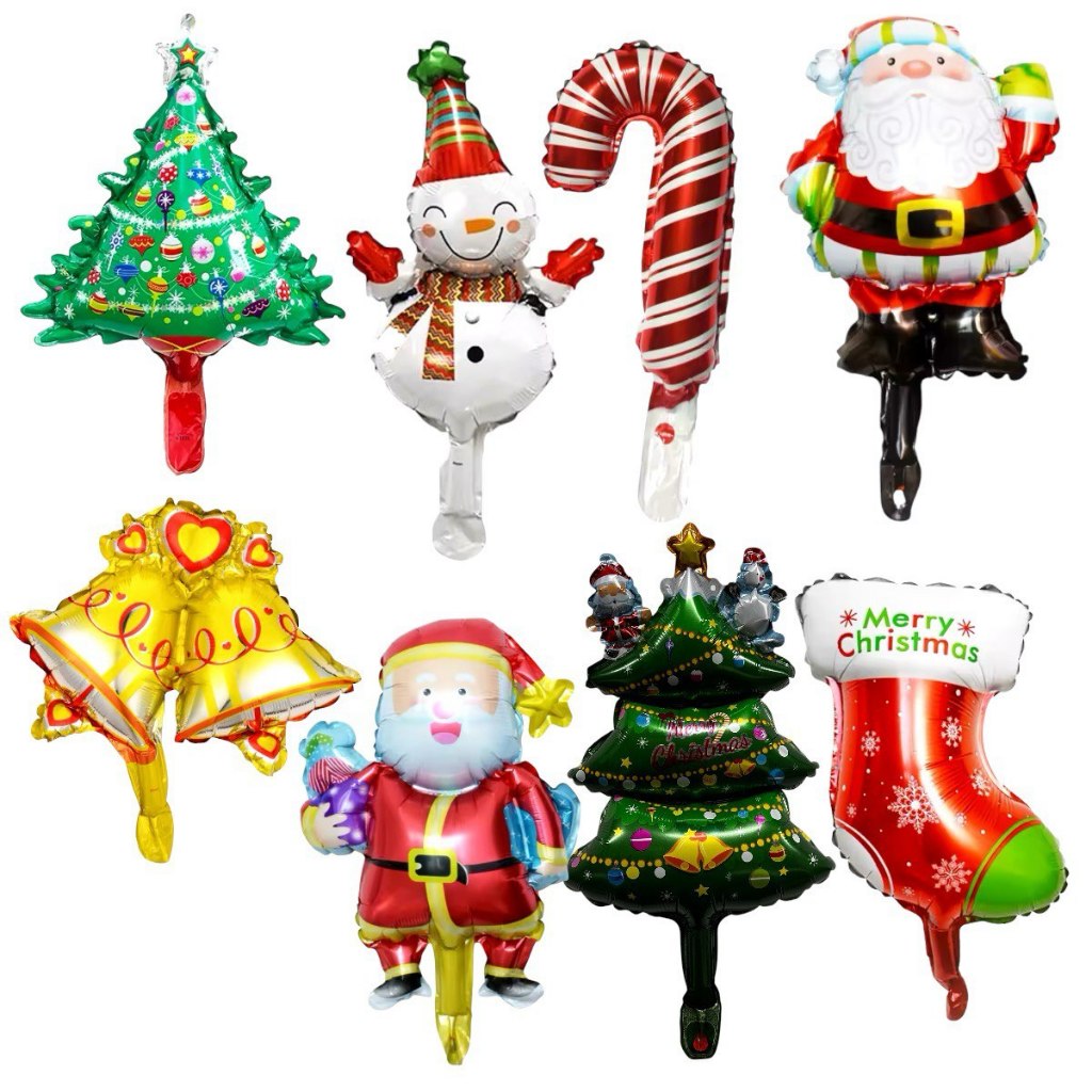 10 Mini Balão Metalizado Papai Noel Enfeites Natalinos Feliz Natal 32cm