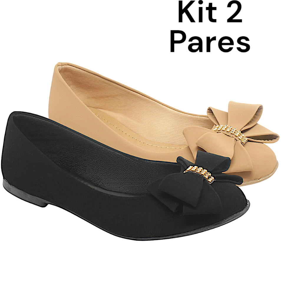 Kit Pares Sapatilha Feminina Casual Nude E Preta Envio R Pido